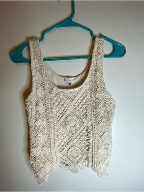 love on a hanger Cream Crochet Knit Tank